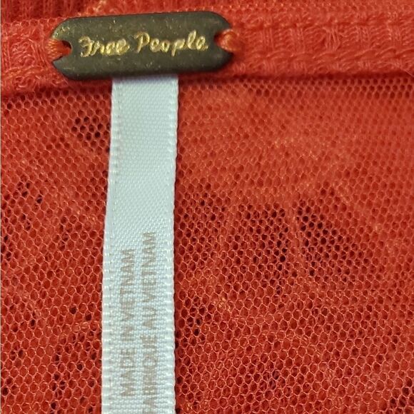NWT Free People Orangish Red Lola Boho Top - Picture 2 of 8